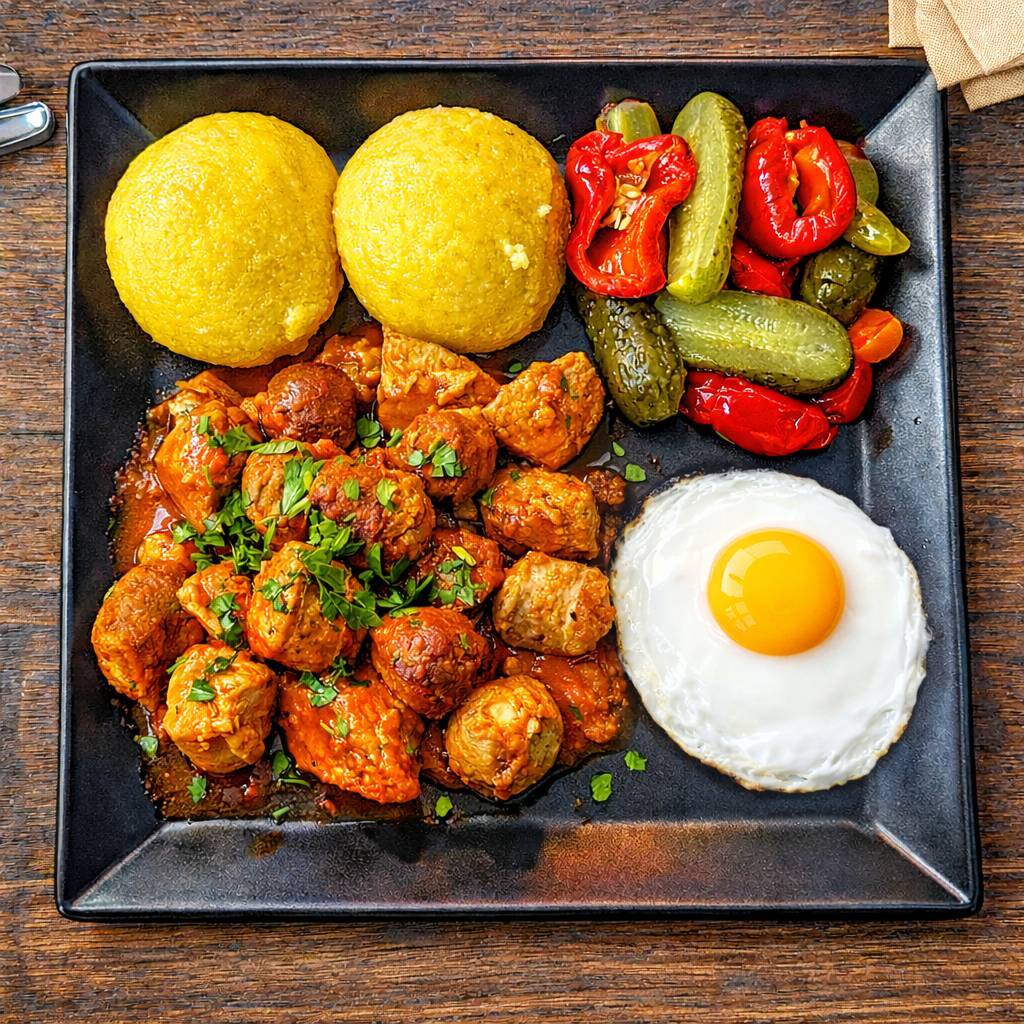 TOCHITURĂ DE PORC CU MĂMĂLIGĂ